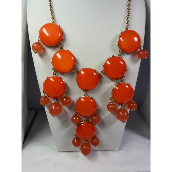 3 orange statement bib flower floral bling enamel necklaces bundle lot - Picture 3 of 12